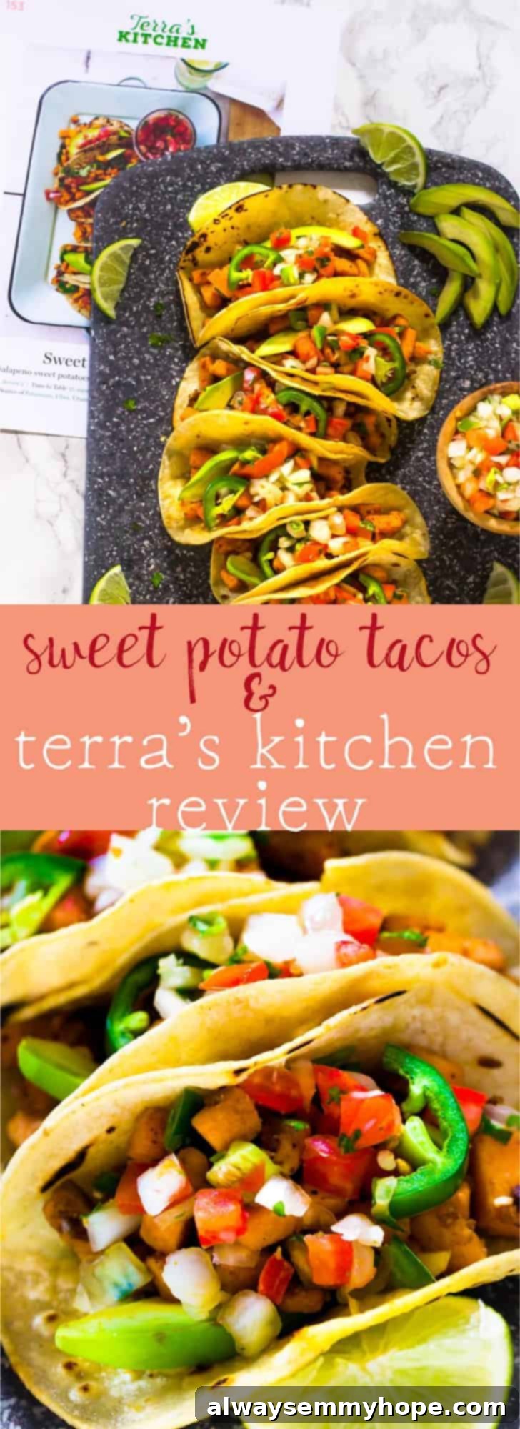 Terra's Kitchen: Sweet Potato Tacos Put to the Test 7 These Vegan Sweet Potato Tacos make a quick and delicious Mexican weeknight dinner. They're done in just 25 minutes from prep to table thanks to @tkmeals outstanding meal delivery service! via https://jessicainthekitchen.com #TerrasKitchen #TKWay