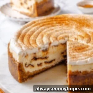 Vegan cinnamon roll cheesecake with slices removed to show inside