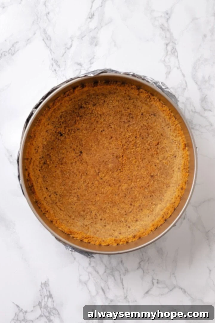 Graham cracker crust in springform pan