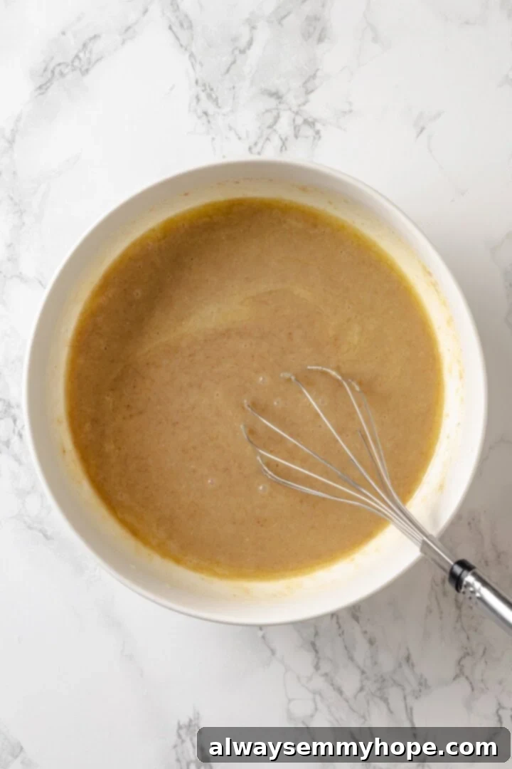 Whisk in bowl of wet ingredients.