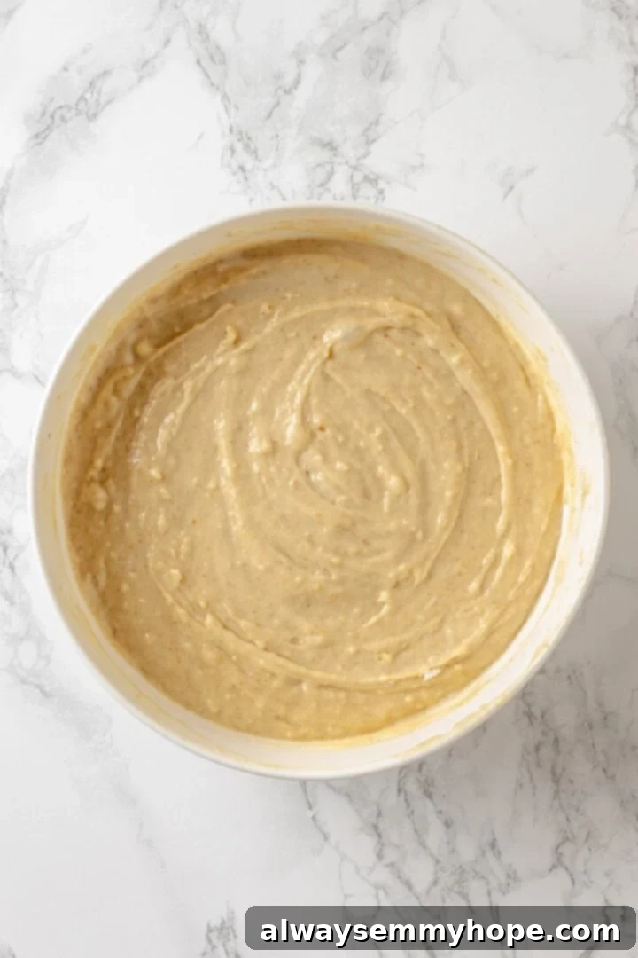 Coffee cake batter in mixing bowl.