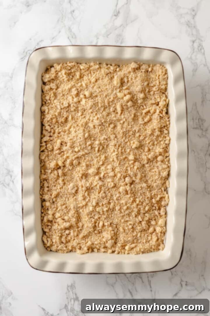 Coffee cake in baking dish before baking.
