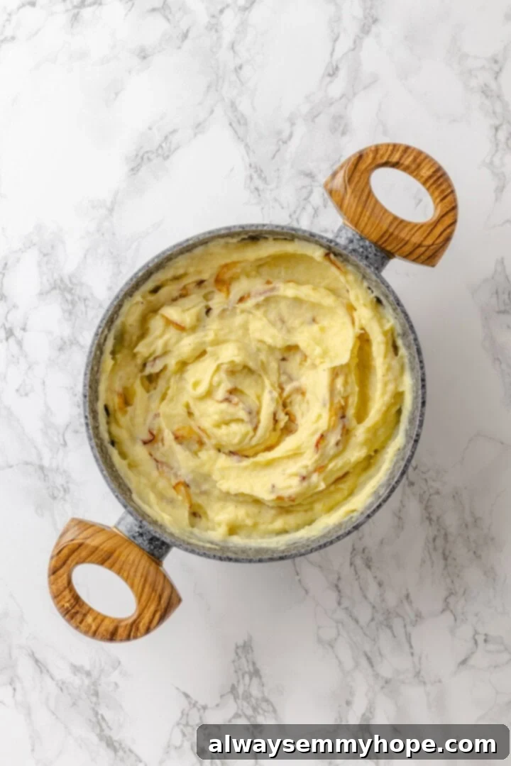 Pierogi filling in a pot.