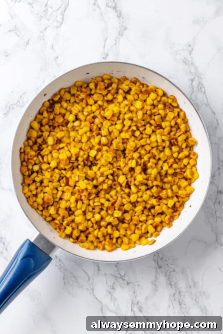 Corn charring in skillet