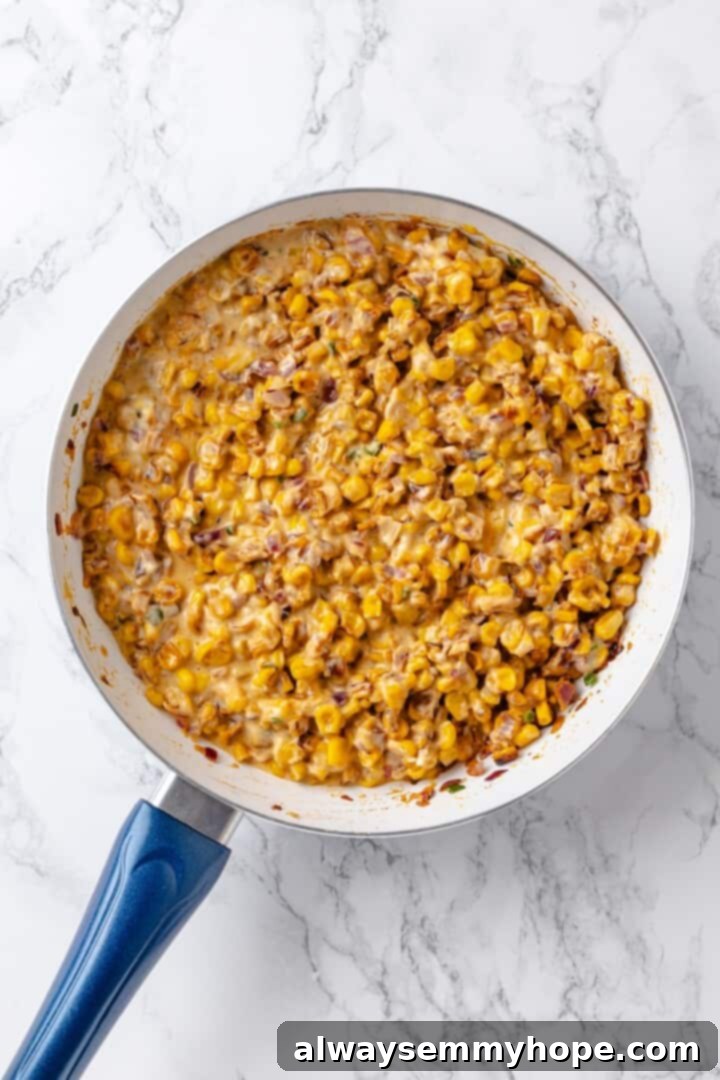 Skillet of Mexican street corn dip