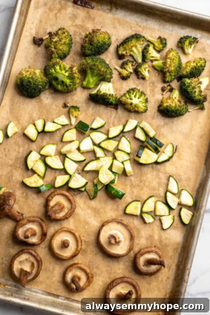 Roasted Broccoli, Zucchini, and Shiitake Mushrooms