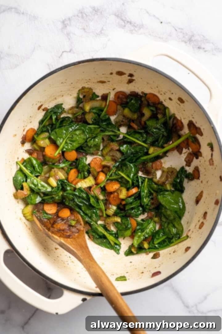 Adding Greens to Mirepoix in a Dutch Oven