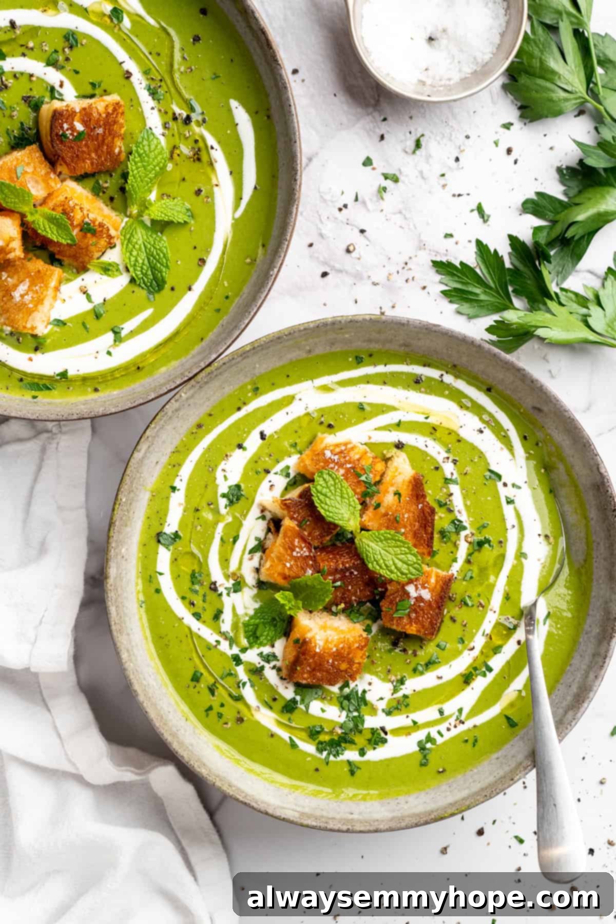 Two Bowls of Broccoli Fridge Clean-Out Soup