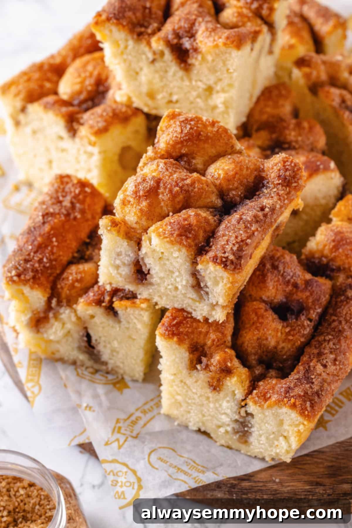 Stacked slices of vegan Moravian sugar cake