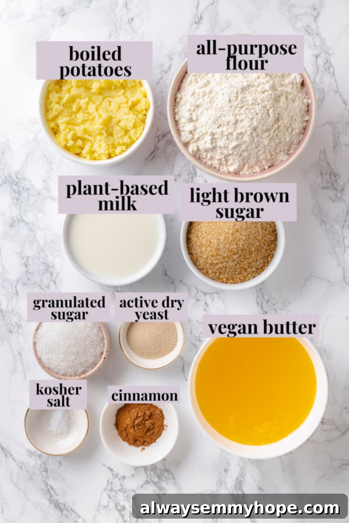 Ingredients for vegan Moravian sugar cake