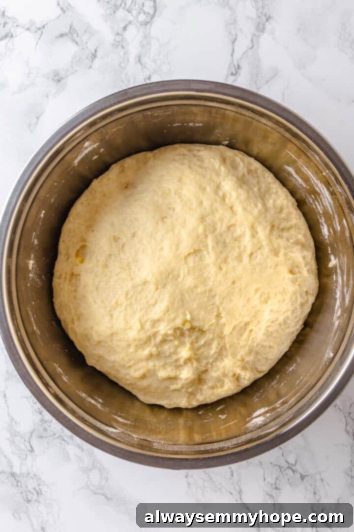 Bowl with Moravian sugar cake dough