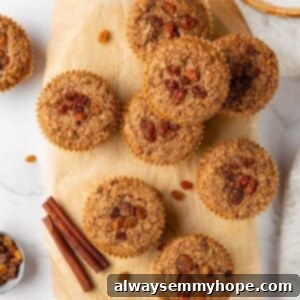 Overhead view of vegan bran muffins on cutting board, ready to eat.