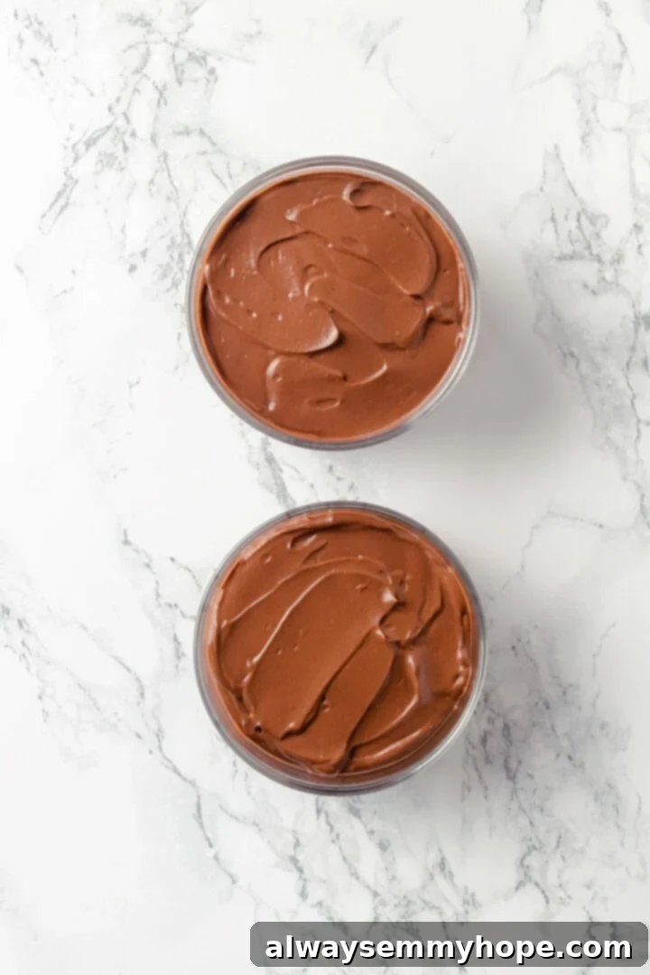 Two bowls of silken tofu chocolate mousse