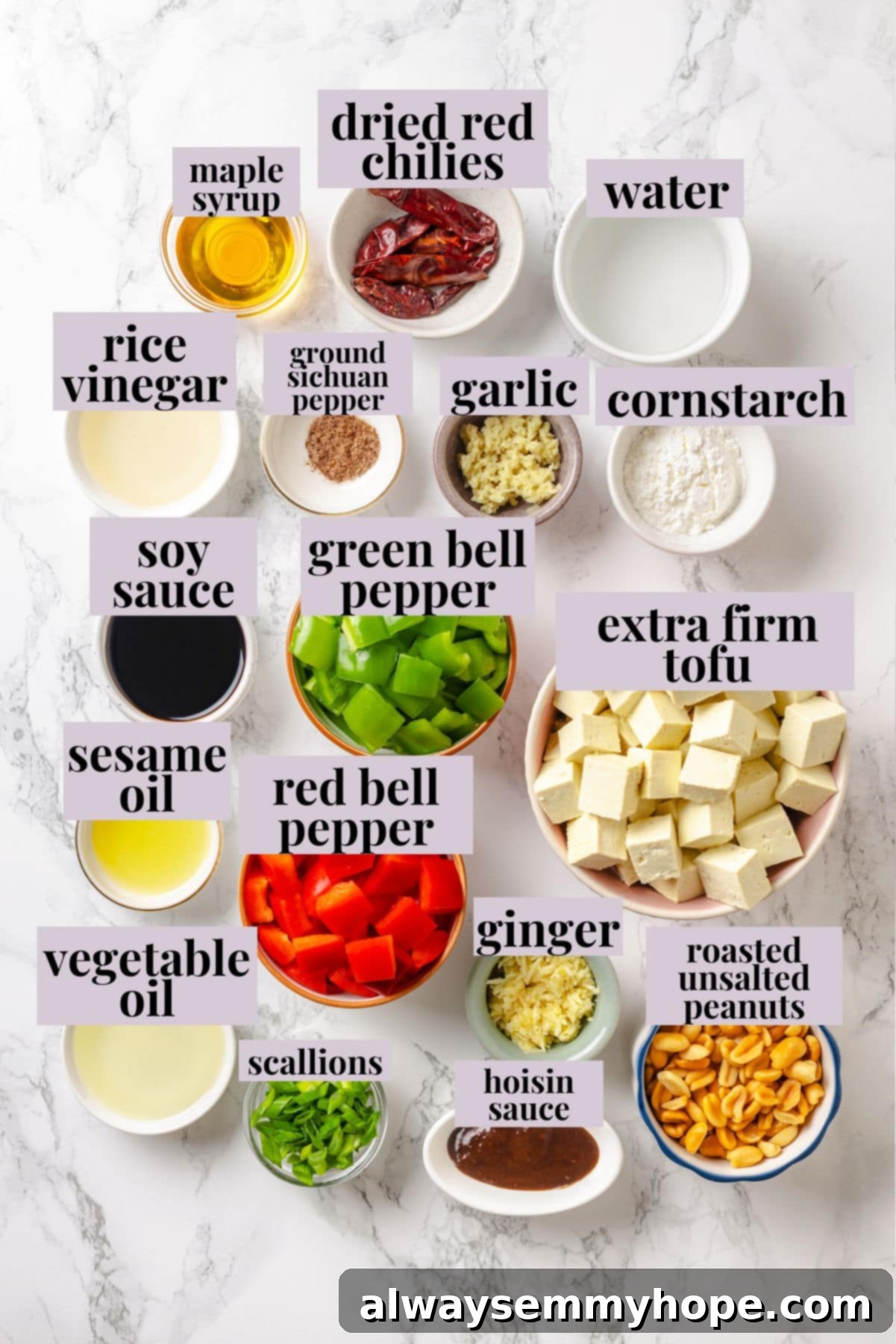 Ingredients for making Kung Pao Tofu