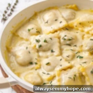 Mushroom Ravioli Delight 16 Pan of mushroom ravioli with vegan parmesan sauce and thyme.