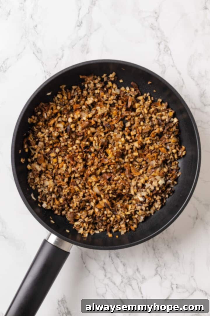 Mushroom Ravioli Delight 6 Sauteed mushrooms in skillet.