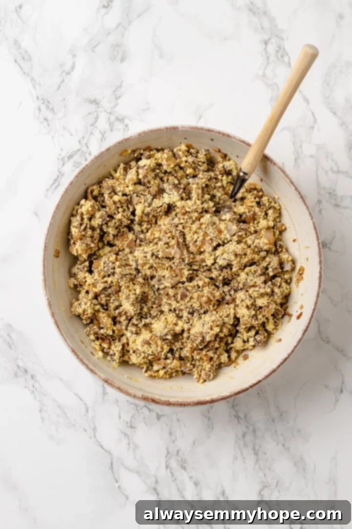 Mushroom Ravioli Delight 7 Mushroom ricotta filling in bowl.