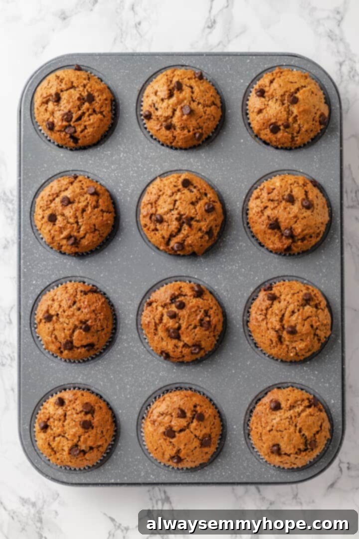 Peanut Butter Banana Bliss Muffins 9 Muffin pan with peanut butter banana muffins