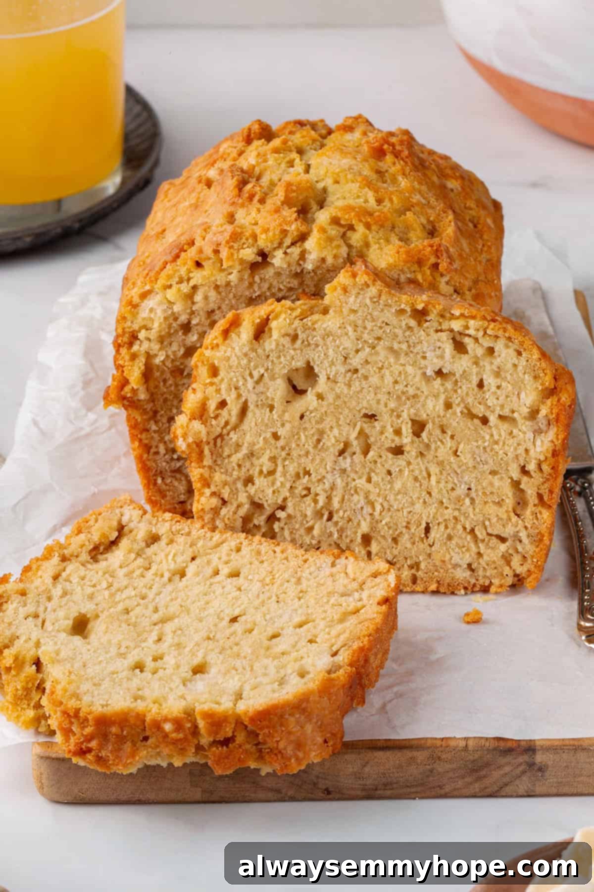 Effortless Beer Bread: A Simple 6-Ingredient Recipe 8 Sliced loaf of homemade beer bread