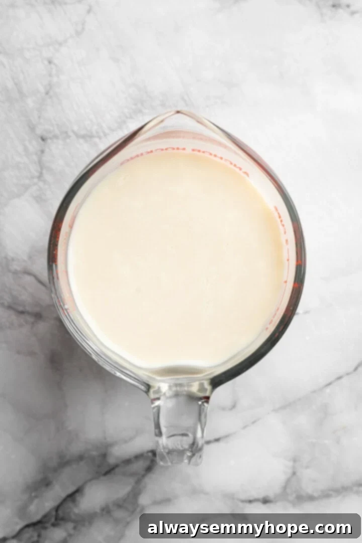 Vegan buttermilk Vegan buttermilk in a measuring cup