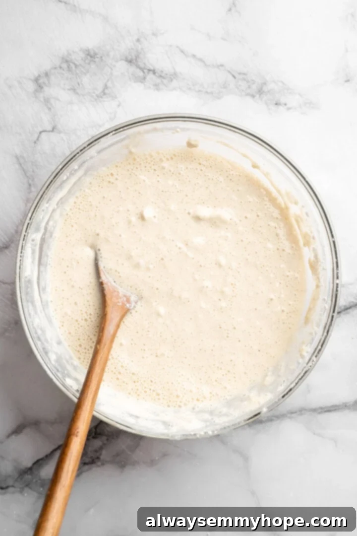 Stirring pancake batter Stirring pancake batter