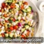 Mediterranean chickpea salad in a bowl.